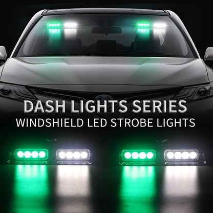 XRIDONSEN 2 in 1 Green White Dash Emergency Strobe Lights Interior Windshield - Image 2