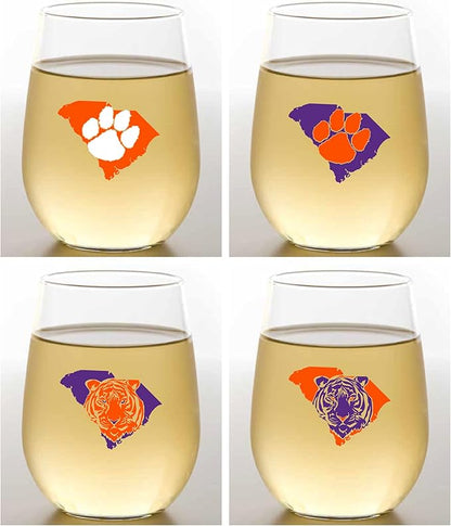 Wine-Oh! Set of 4 Shatterproof Designer 16 oz Plastic Wine Glasses MADE in the by Unknown