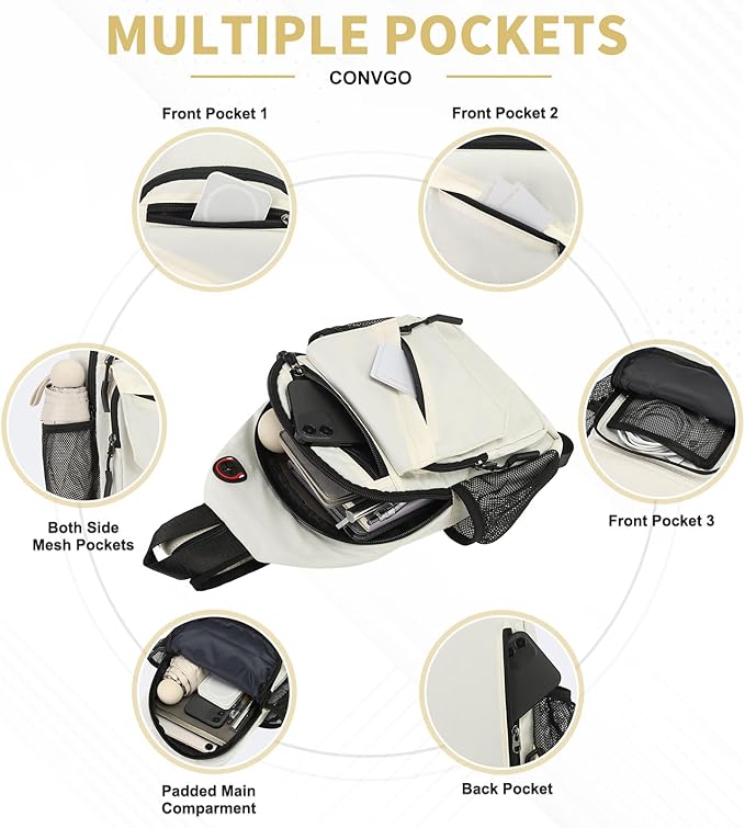 Crossbody Bag Casual Sling Bag for Men, Convertible Backpack, 3-in-1 Anti-Theft - Image 5