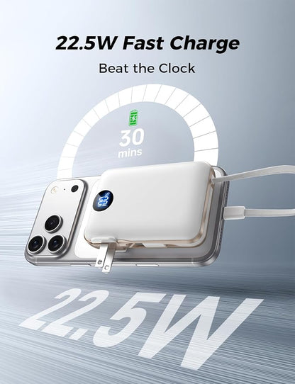 Portable Charger with Built-in Cables & Wall Plug, 10000mAh Power Bank - Image 3