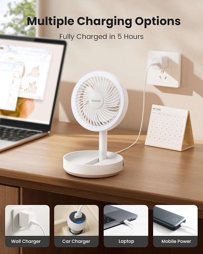 Gaiatop Foldable Small Desk Fan - Image 7