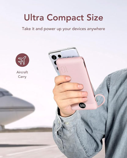 VEGER Portable Charger with Built-in AC Plug and Cables, All in One 10000mAh - Image 8