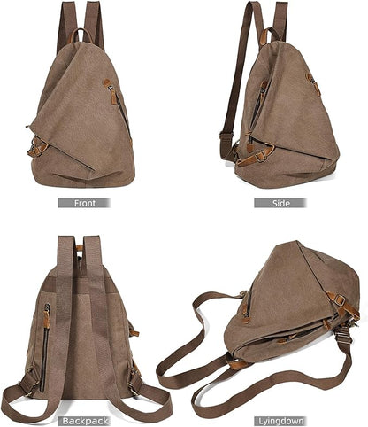 KL928 Canvas Vintage Backpack – Large Casual Daypack Outdoor Travel Rucksack - Image 9
