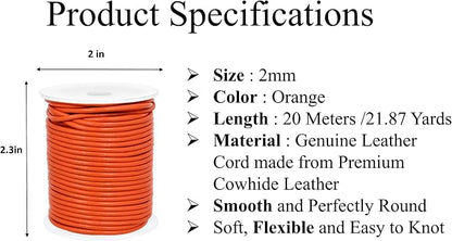 GENIQUE Real/Genuine Round Leather String Cord - Image 2