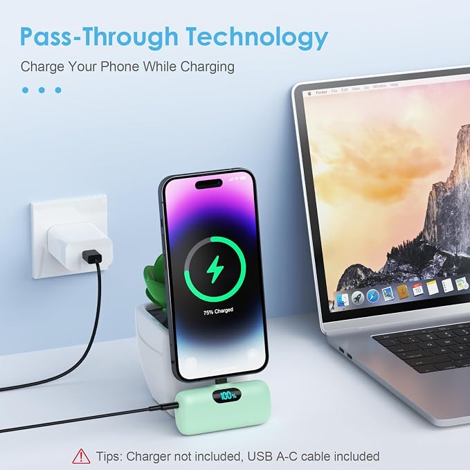 Mini Portable Charger USB C Power Bank, Upgraded 5000mAh PD Fast Charging - Image 6