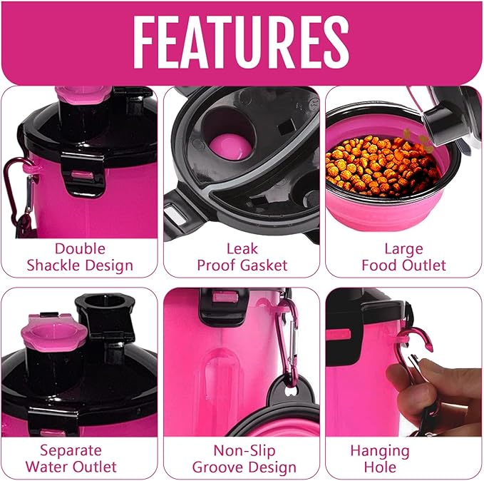 Dog Travel Water Bottle W/Collapsible Bowls - Image 2