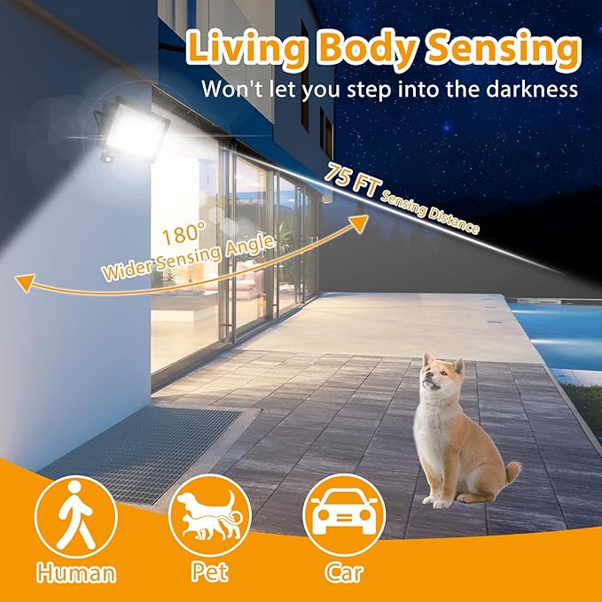 YANYCN 2 Pack 300W LED Motion Sensor Flood Light, LED Work Light - Image 2