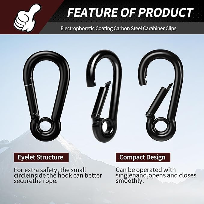 Spring Snap Hooks, Heavy Duty Rope Connector, Quick Link Carabiners Spring Snap - Image 4