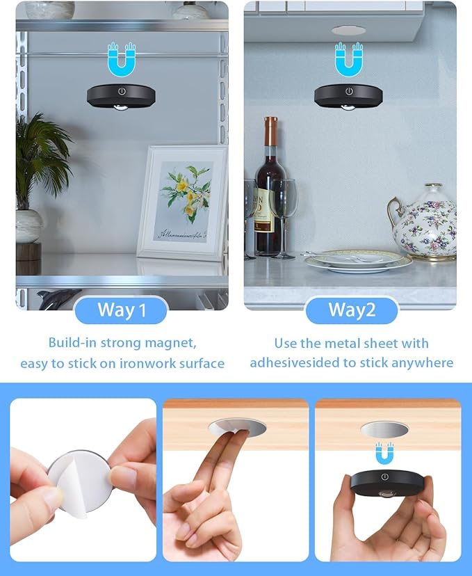 WILLED Puck Lights with Remote Control, Rechargeable Under Cabinet Lights - Image 6
