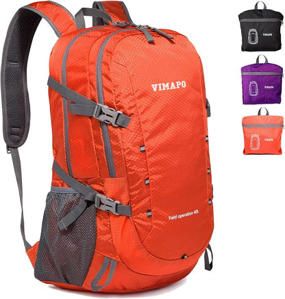 Lightweight Foldable Hiking Backpack 40L, Ripstop Nylon Packable Travel Daypack by Vimapo