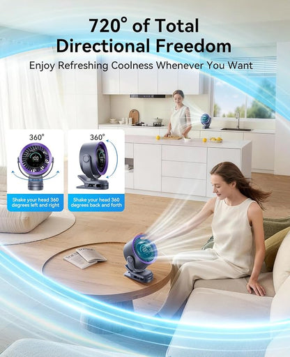 KIMMOO Portable Clip on Fan, 100-Speed Rechargeable USB Fan - Image 7