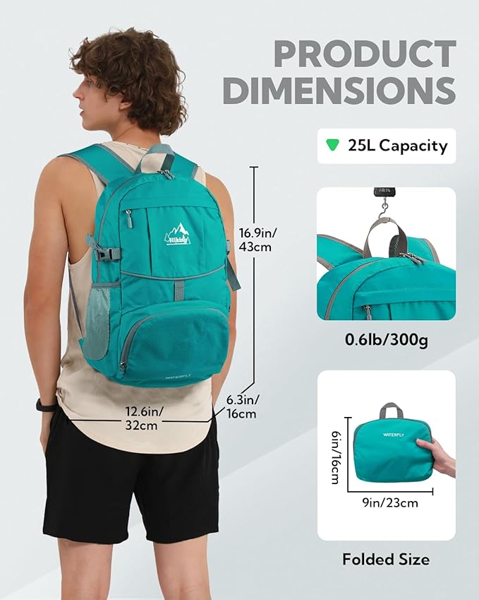 WATERFLY Hiking Packable Daypack Backpack: 25L Ultra Lightweight Day Pack - Image 2