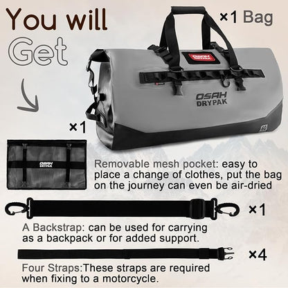 OSAH DRYPAK Waterproof Duffel Bag 25L/40L/60L – Heavy-Duty Motorcycle Tail Bag - Image 8
