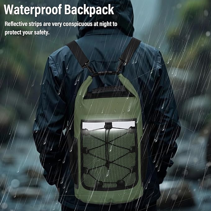 Pimoys Dry Bag, 25L Waterproof Backpack, Roll-Top Dry Bags Kayak, Outdoor - Image 6