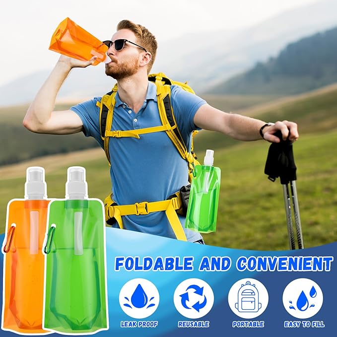 Teenyyou 48 Pack Collapsible Water Bottles Bulk 16oz Foldable Water Bottles - Image 5