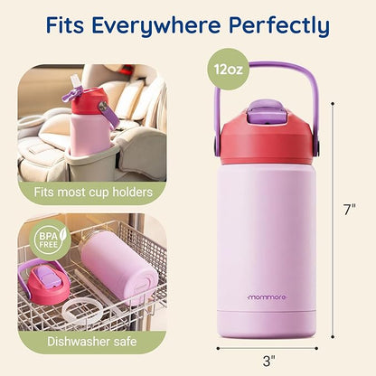 Mommore Kids Water Bottle 12 oz, Insulated Stainless Steel Water Bottle - Image 2