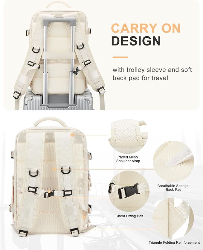 WONHOX Large Travel Backpack Carry on Flight Approved Laptop Work Business - Image 9