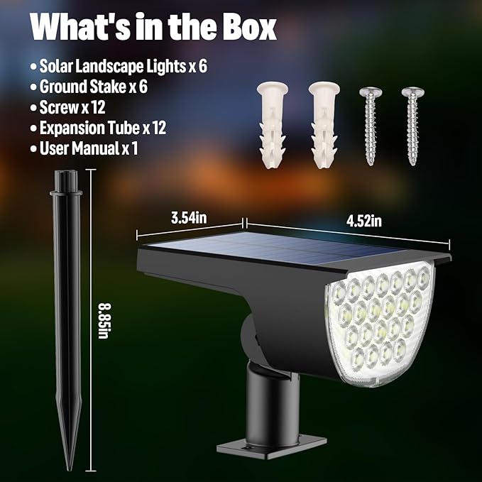 GKGG Solar Lights Outdoor Waterproof IP65, Solar Powered 76 LED 3 Lighting - Image 2