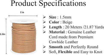 GENIQUE Real/Genuine Round Leather String Cord - Image 2