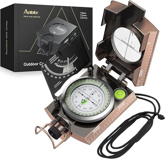 Anbte Compass Hiking Survival, IP65 Waterproof Metal Compass by Anbte