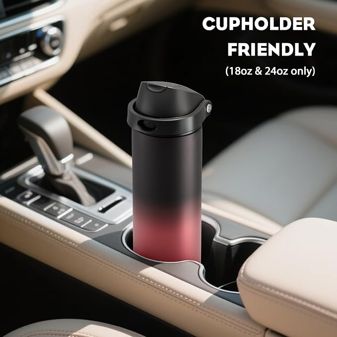 POWCAN 32 oz Stainless Steel Water Bottle: 2-in-1 Push-Button Spout & - Image 5