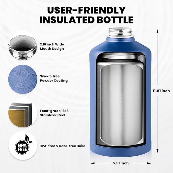 RAYMYLO One Gallon Water Bottle Insulated, Triple Walled Vacuum Stainless Steel - Image 5