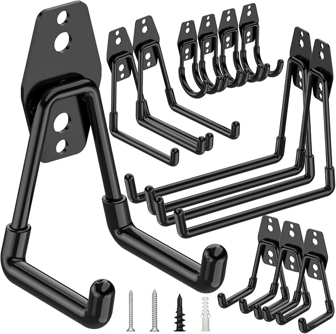 TICONN 12 Pack Heavy Duty Garage Hooks, Steel Utility Wall Storage Hooks by TICONN