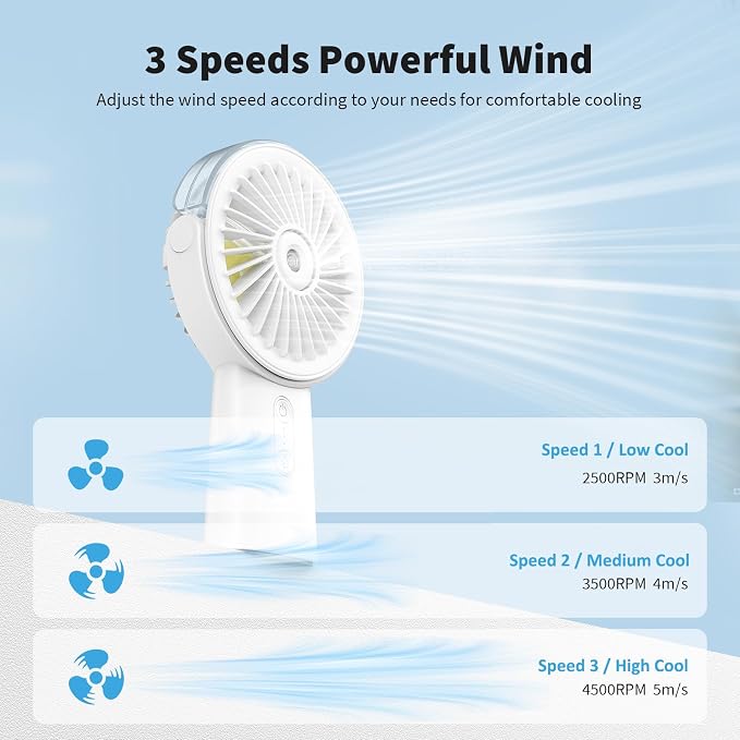 Otlonpe Handheld Misting Fan Portable, Small Personal Hand Held Rechargeable - Image 8