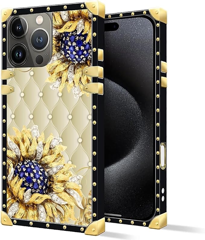 Compatible with iPhone 16 Pro Max Case, Sunflower Diamonds Leather Luxury - Image 2