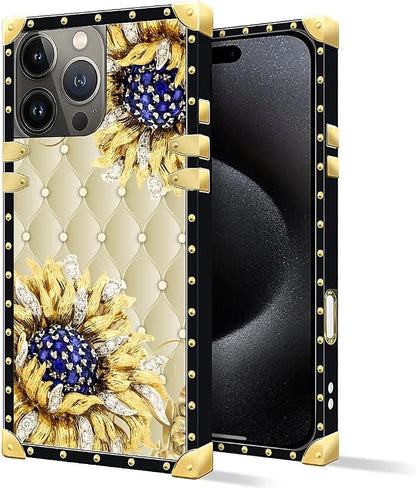 Compatible with iPhone 16 Pro Max Case, Sunflower Diamonds Leather Luxury - Image 2