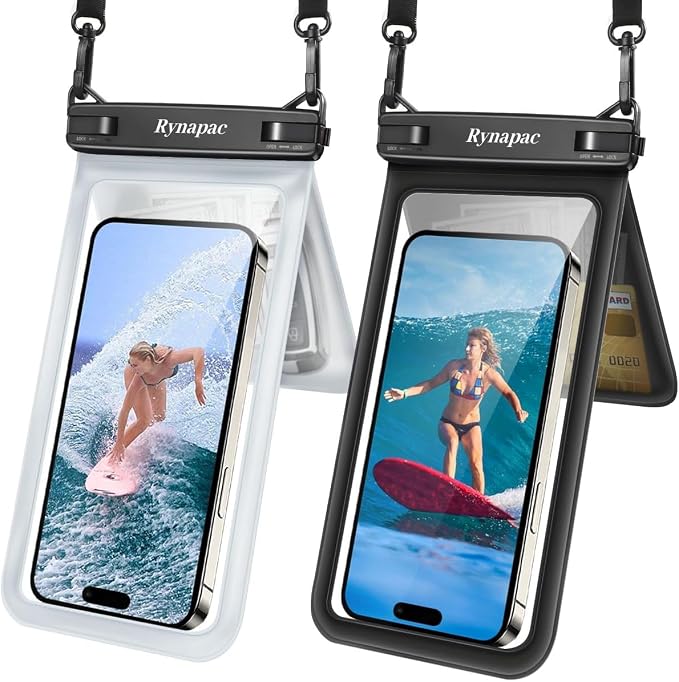 Rynapac IPX8 Waterproof Phone Pouch 2 Pack, Double Space Waterproof Phone Case by Rynapac