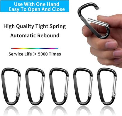 2.4" 24pcs Small Carabiner Clip Keychain, Aluminum D Ring Shape Clips - Image 3