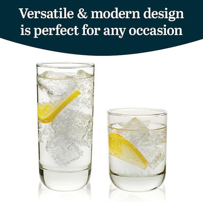 Libbey Drinking Glasses Polaris Tumbler and Rocks Set of 16, Sturdy Drinkware - Image 3