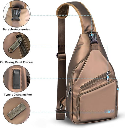 AMJ Crossbody Sling Bag Men Women, Casual Shoulder Backpack, Chest Daypack - Image 3