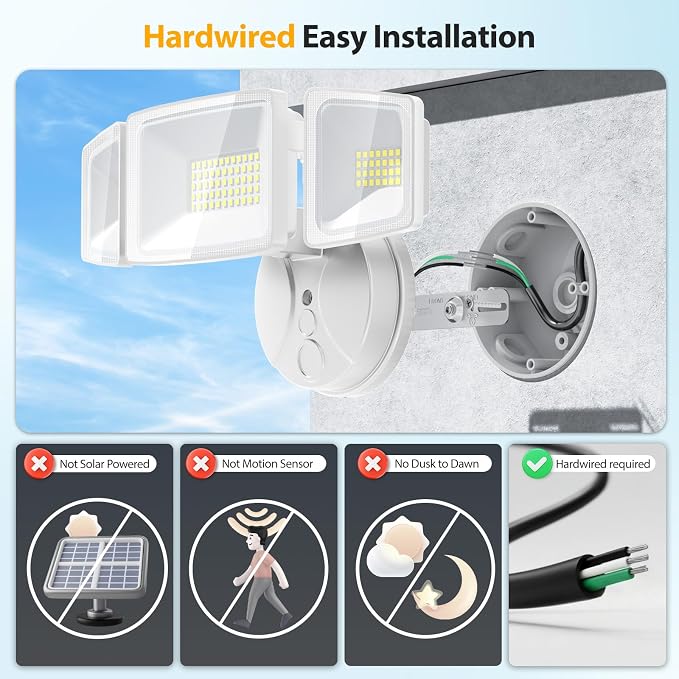 Onforu 3 Packs 75W LED Security Light, 7000LM Outdoor Flood Lights Fixture - Image 2