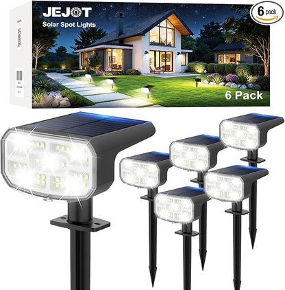 Solar Spot Lights Outdoor Waterproof IP65, 6 Pack, Cool Light, 2 Lighting Modes by JEJOT
