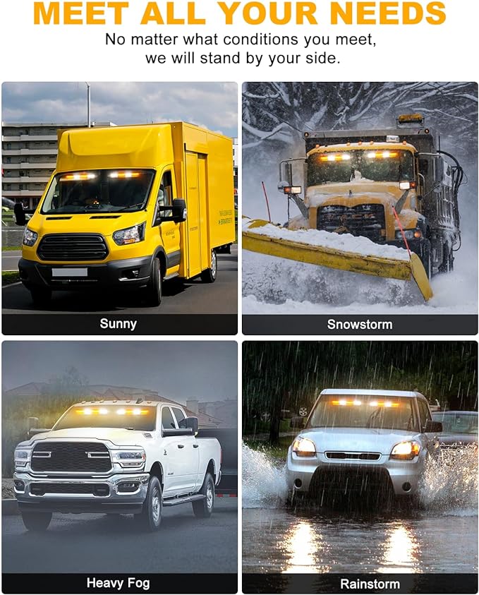 HLauto 6Z4J Emergency Dash Strobe Lights: 2x16.8 inch Amber White Safety Lights - Image 6