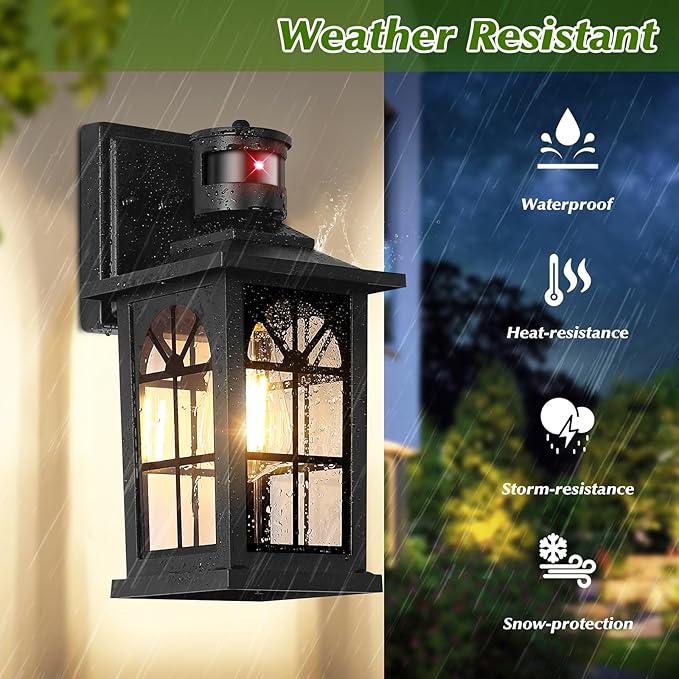 Motion Sensor Outdoor Light Fixture, Dusk to Dawn Porch Light Outdoor Wall - Image 4