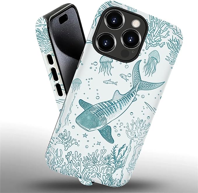 for iPhone 16 Pro Max Case, HH2 Ocean Whale Shark Hybrid 2 Layer Hard Shell - Image 2