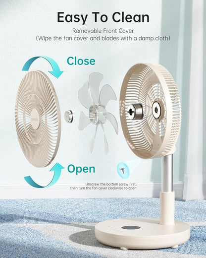 TriPole Foldable Standing Fan 12" Portable Rechargeable Battery Pedestal Fan - Image 7