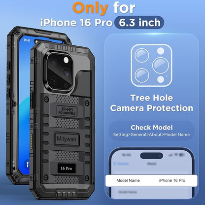Mitywah Waterproof Case for iPhone 16 Pro, Shockproof Heavy Duty Case - Image 2