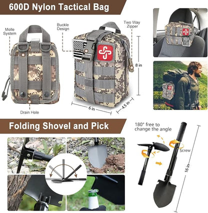 238Pcs Emergency Survival Kit and First Aid Kit, Professional Survival Gear Tool - Image 3