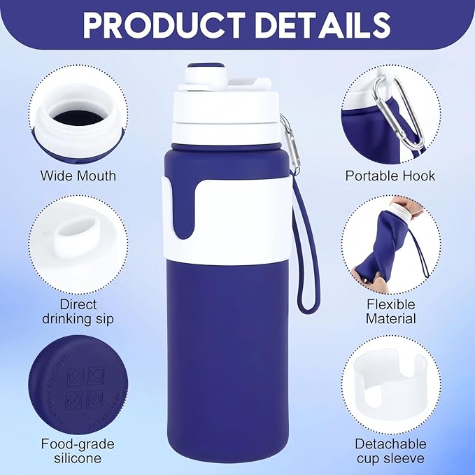 LemonRoad 4 Pcs 26 oz Silicone Collapsible Water Bottle, Portable Foldable - Image 3