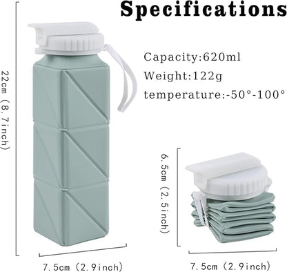 EOBTAIN Green Silicone Collapsible Water Bottle - Image 2