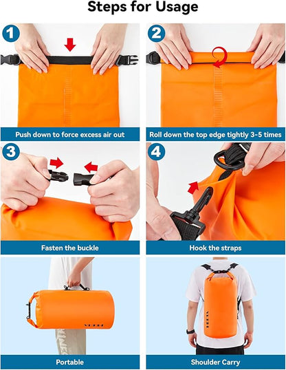 HEETA Waterproof Dry Bag for Women Men, 5L/10L/20L/30L/40L Roll Top Lightweight - Image 4