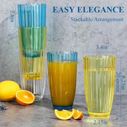 Acrylic Clear Highball Plastic Cups | Plastic Reusable Tumblers 20oz | - Image 3