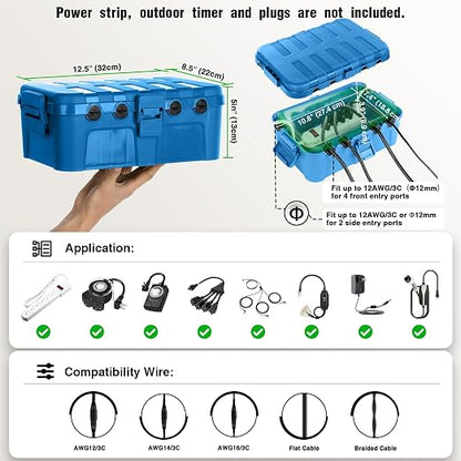 Flemoon Large Outdoor Electrical Box, IP54 Waterproof Outdoor Extension Cord - Image 2