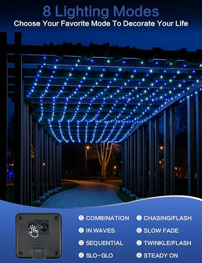 2 Pack Blue and White Solar String Lights Outdoor, 80FT 200 LED Waterproof - Image 5