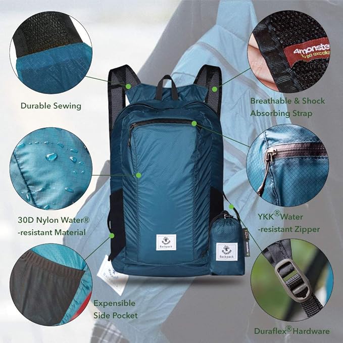 4Monster Hiking Daypack, Water Resistant Lightweight Packable Backpack - Image 2