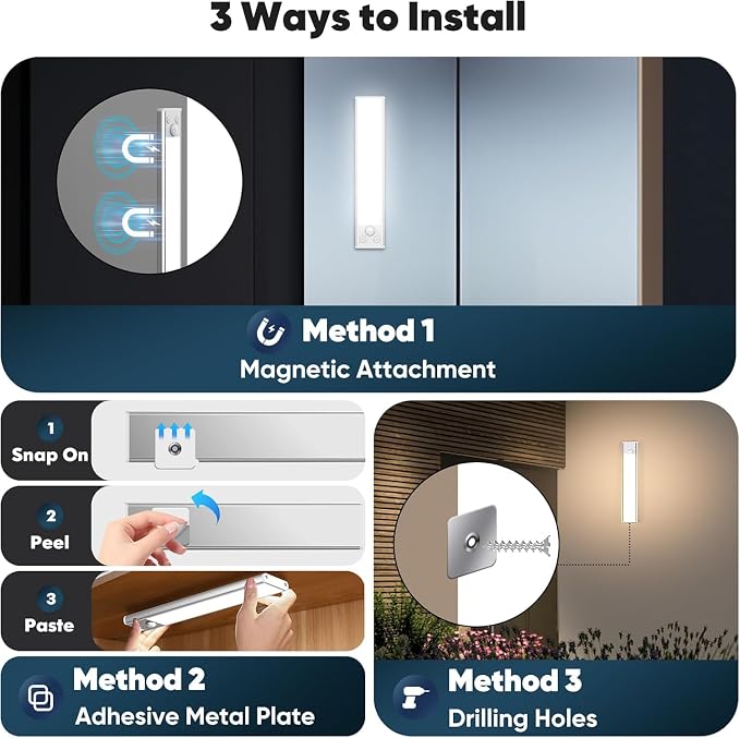 Under Cabinet Lighting, Wireless Dimmable Magnetic Under Counter Closet Night - Image 6